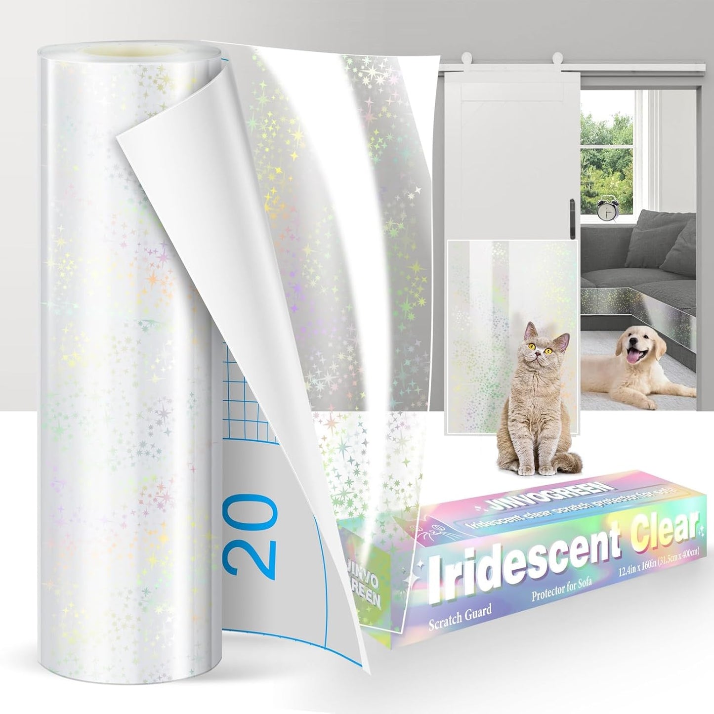 JINVOGREEN Cat Scratch Furniture Protector, 196.8" x 11.8" Couch Protector from Cat Claws, Thickened Transparent Self-Adhesive Furniture Protectors for Couch Protection from Cat Scratching - Image 11