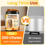 Close up of probiotic chew ingredients label for dogs