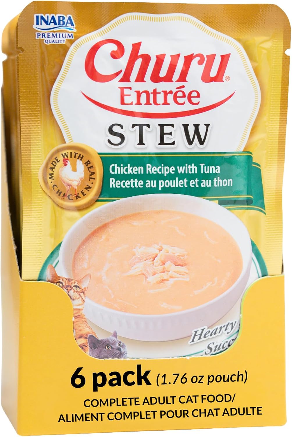 INABA Churu Entre Stew for Kittens, Grain-Free, High Moisture, Prebiotic Wet Cat Food, 1.76oz. per Pouch, 6 Pouches, Chicken Recipe with Tuna - Image 9