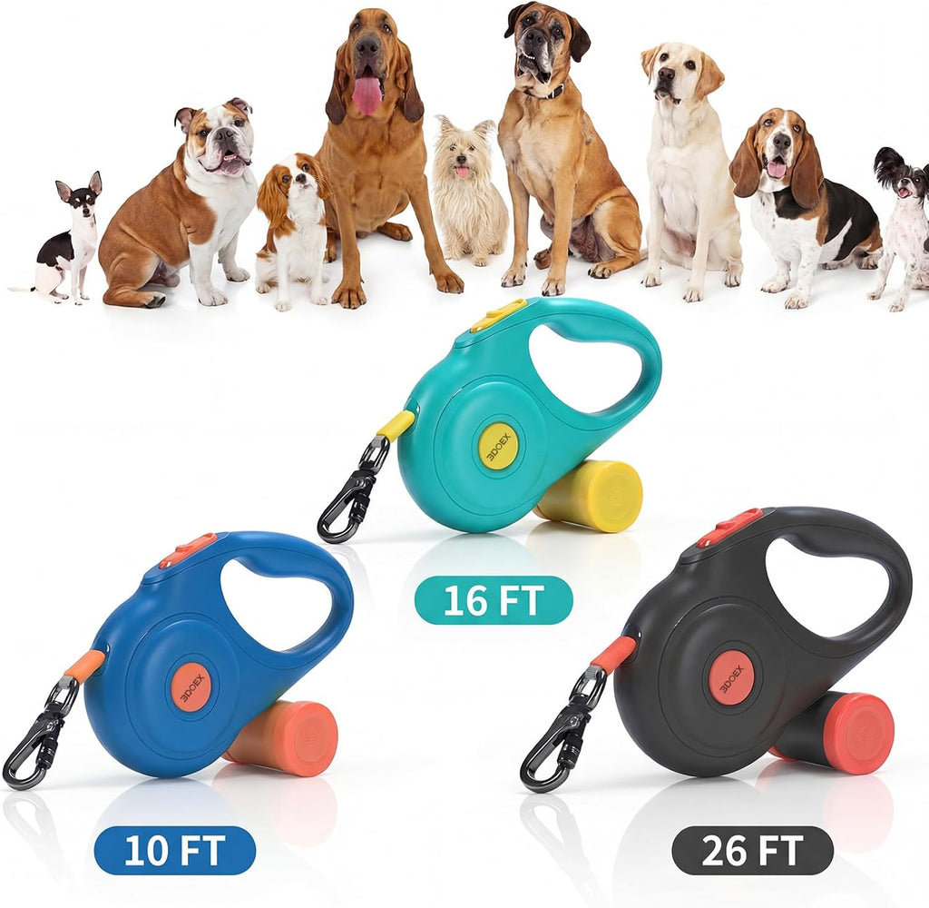 Retractable Dog Leash 16FT for Small & Medium Dogs, Sturdy Heavy-Duty Nylon Tape with Secure Locking Carabiner & Poop Bag Holder, Smooth One-Hand Control, Anti-Slip Handle, Tangle-Free Design (Blue) - Image 9