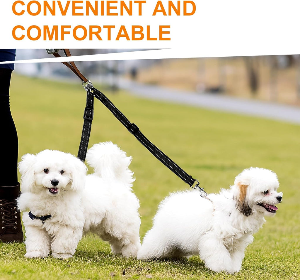 Premium nylon double dog walking accessory with metallic clips