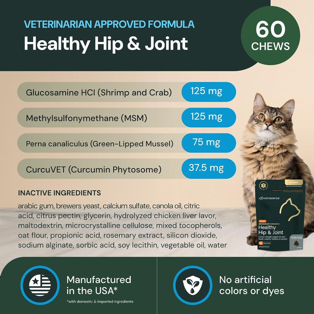 Back of package showing ingredient list for cat joint chews