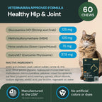 Back of package showing ingredient list for cat joint chews