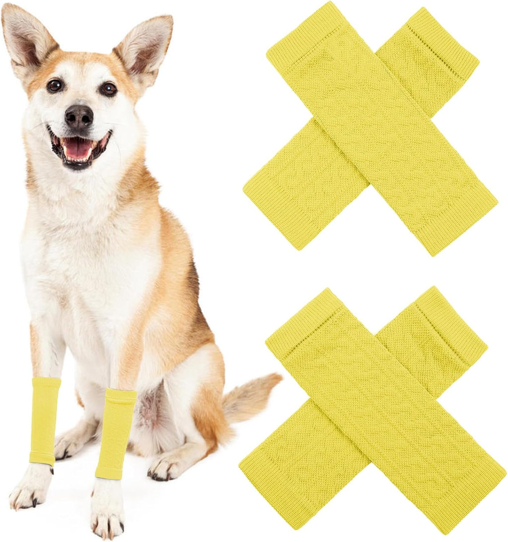 ROZKITCH 4PCS Dog Sleeves for Legs to Prevent Licking, Knitted Solid Pattern Elbow Joint Protectors for Small Dogs Chihuahua, Yorkshire Terrier, Toy Poodle, Pomeranian, Papillon Grey M - Image 9