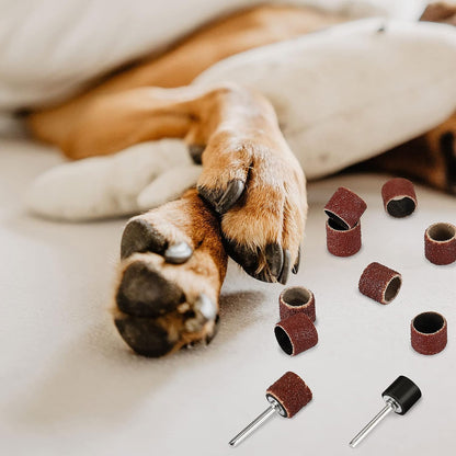 Pet nail grinder sanding bands organized in packaging