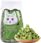 Dylan's Cabin Cat Grass Teething Cube Treats front view jar packaging.