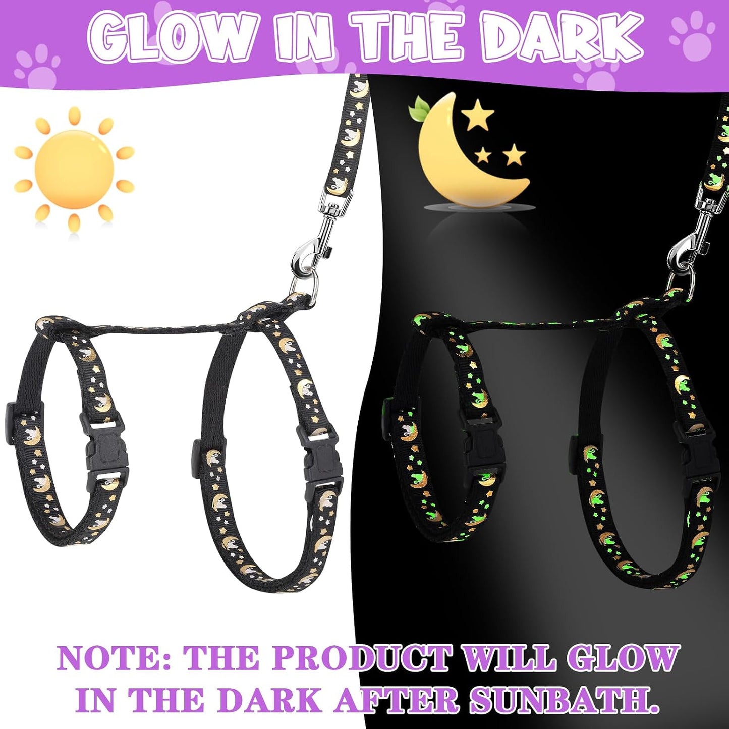 Two pack colorful adjustable cat harnesses and leashes for medium cats