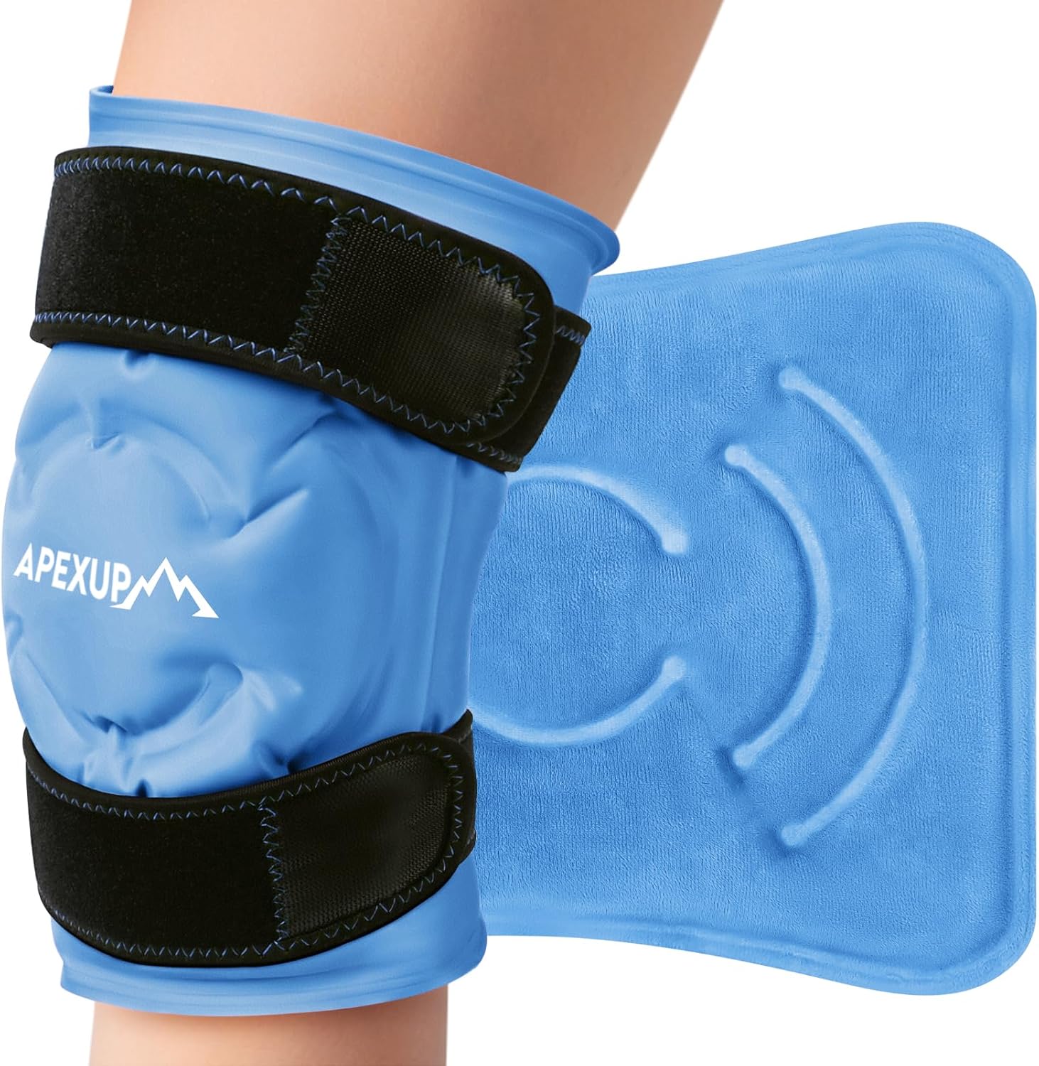 Apexup Ice Pack for knee pain relief front view blue wrap