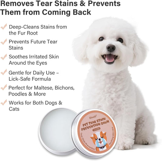 Natural dog eye care balm for clearing tear stains and gunk