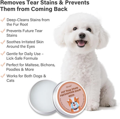 Natural dog eye care balm for clearing tear stains and gunk