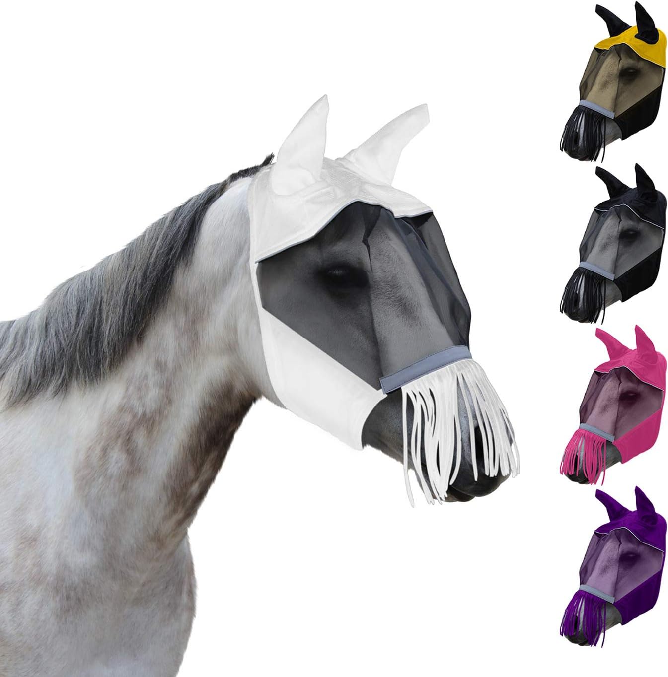 Reflective trim detail on Derby Originals safety fly mask