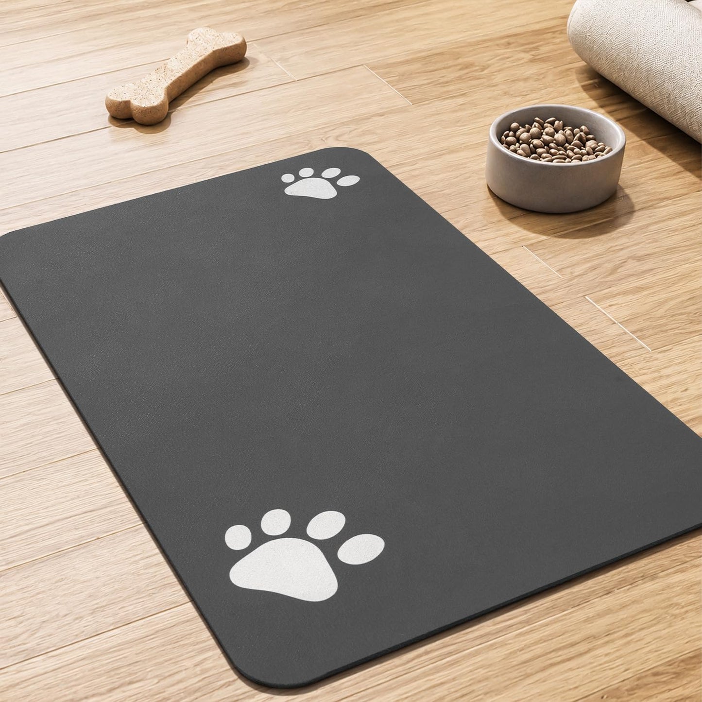 Padoor Pet Feeding Mat dark grey front view