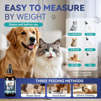 PIOUOK 60ml dropper bottle demonstrating easy application for pet joint and coat health.