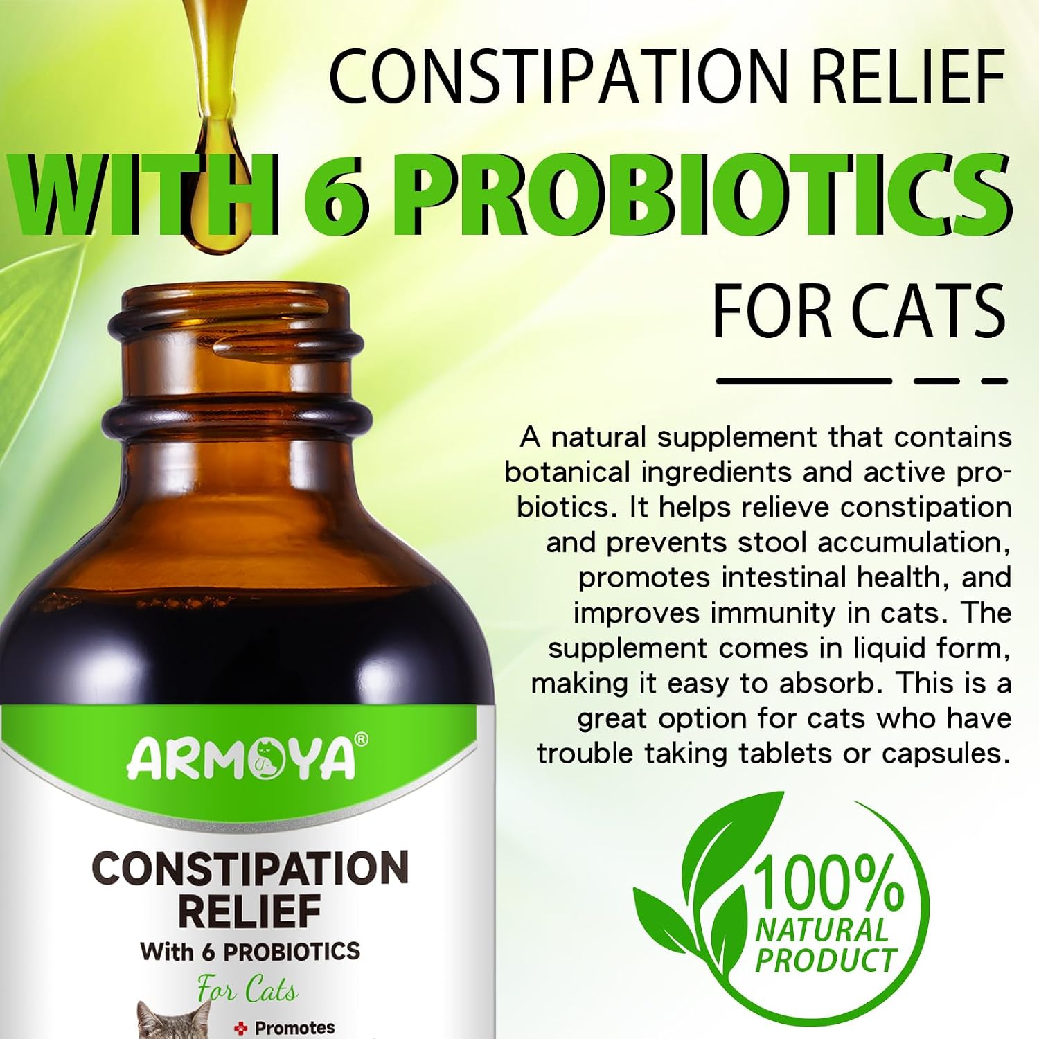 Gentle herbal cat constipation drops imported from the United States