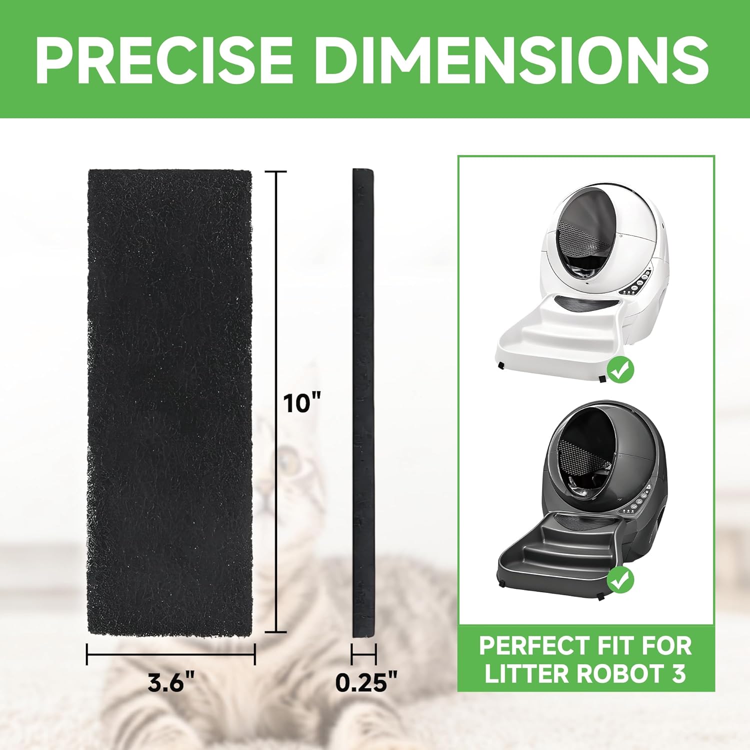 High density pet waste drawer replacement filters showing thickness