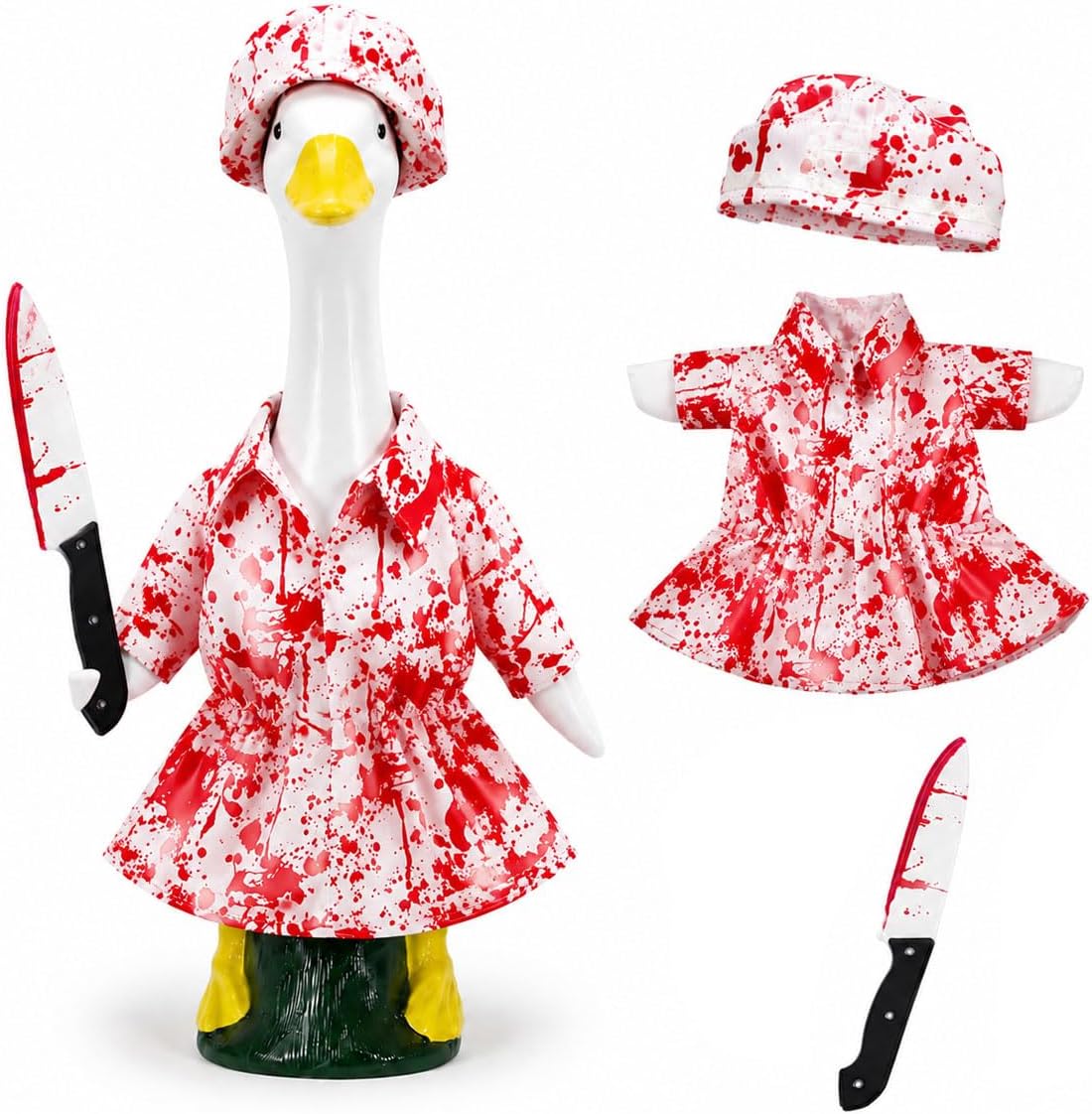 Full packaging contents of the aymolas summer holiday lawn ornament clothing set.