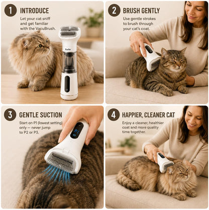 FurSo Cat Grooming Vacuum Kit, 5-in-1 Cordless Pet Grooming Vacuum for Cats & Dogs, 6000PA Pet Hair Vacuum, Low-Noise Deshedding Brush, 3-Speed LCD, Hair Remover, Type-C Charge - Image 12