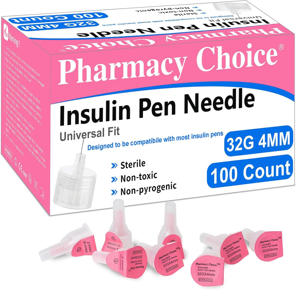 Embrace 32G 4mm Insulin Pen Needles front view 100 count box