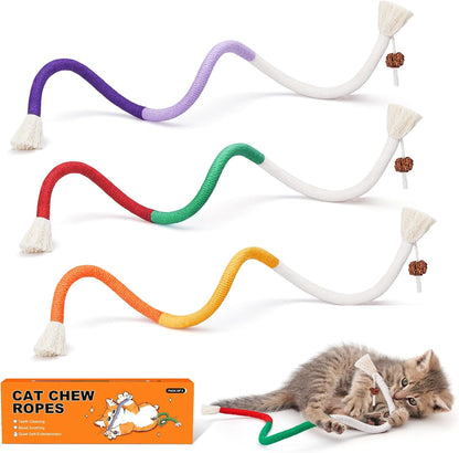 Potaroma 3 piece cat chew ropes set with refillable catnip front view