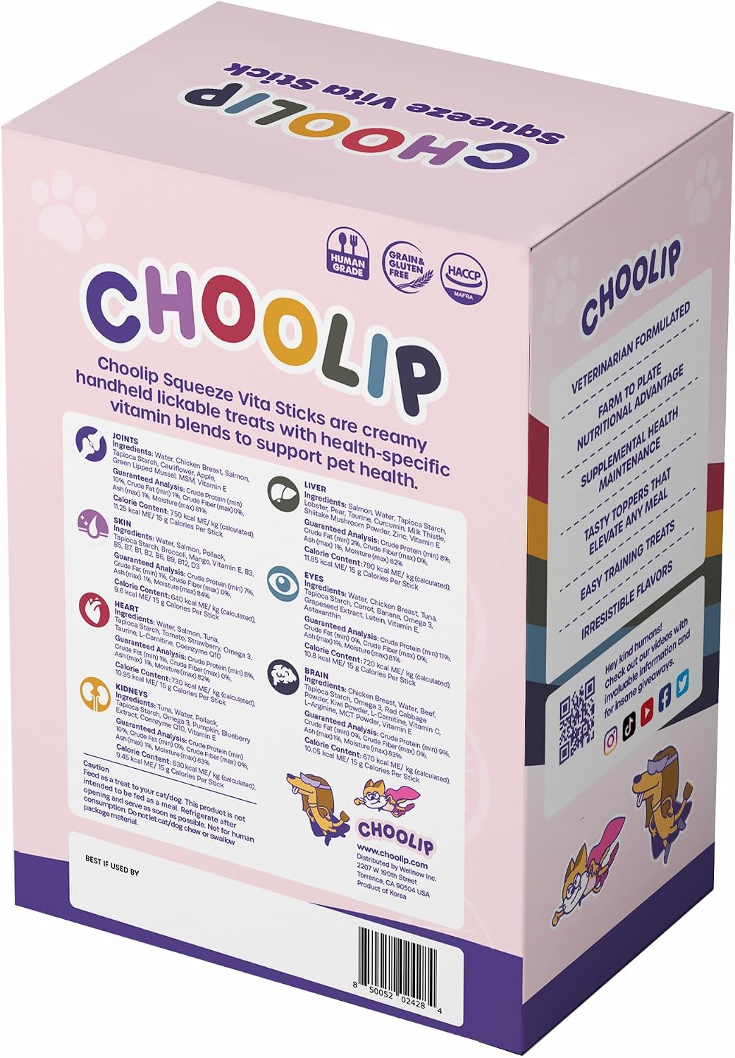 Vet-formulated Choolip ingredients and nutritional label
