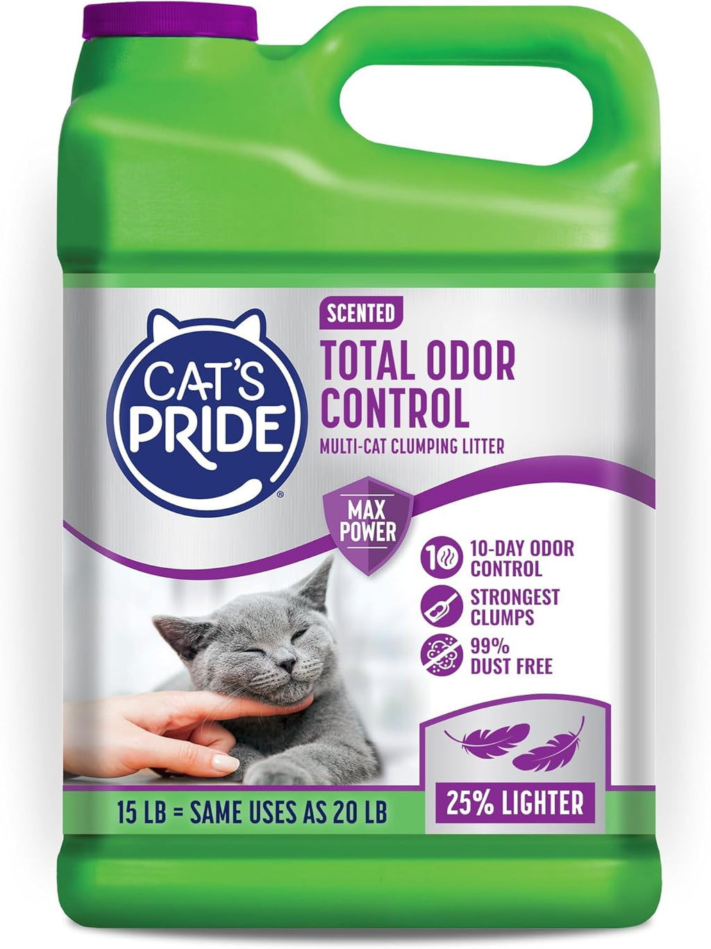 Cat's Pride Max Power: Total Odor Control - Up to 10 Days of Powerful Odor Control - Strong Clumping - Hypoallergenic - 99% Dust Free - Multi-Cat Litter, Unscented, 15 Pounds - Image 12
