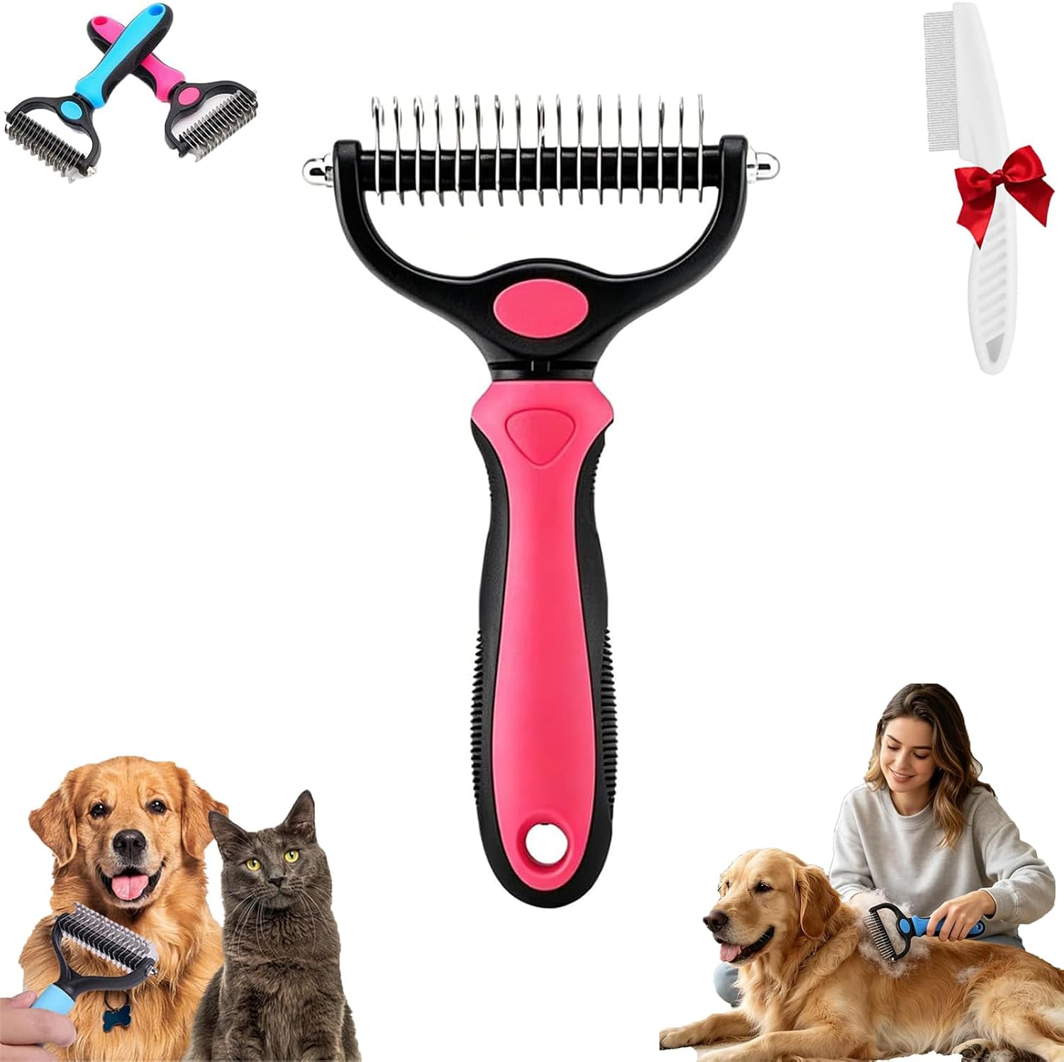 Vivanchor Pet Pro, Pet Pro Grooming Tool, Double Sided Undercoat Rake & Dematting Comb for Dogs and Cats, Deshedding Grooming Comb Fur Brush, Double Sided Shedding Brush (Blue, Large) - Image 11