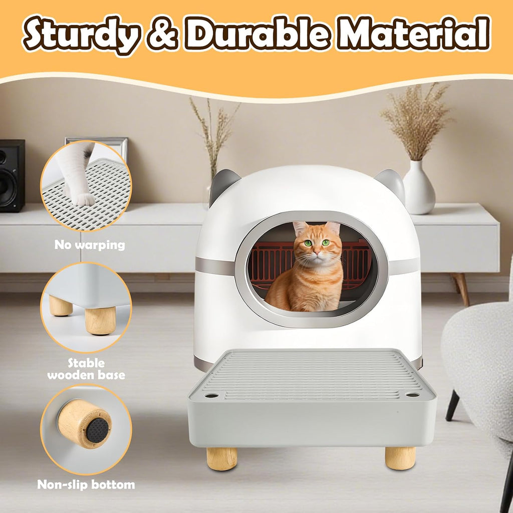 Close up look at the double layer honeycomb litter catcher pad filtering stray litter granules