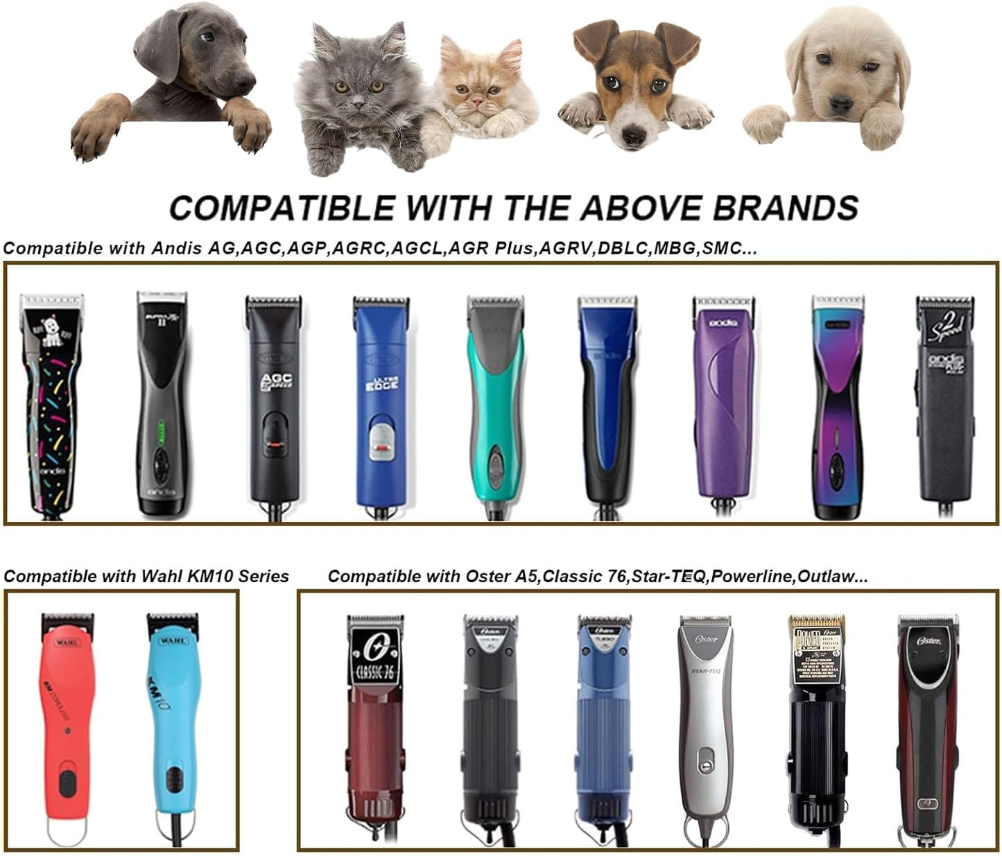 Close up shot of the professional titanium coated ceramic teeth on pet grooming blades.