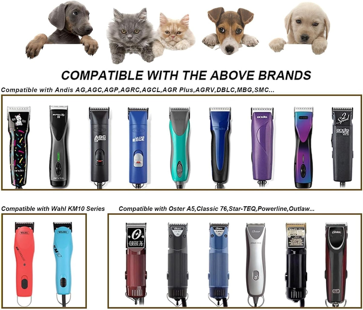 Close up shot of the professional titanium coated ceramic teeth on pet grooming blades.