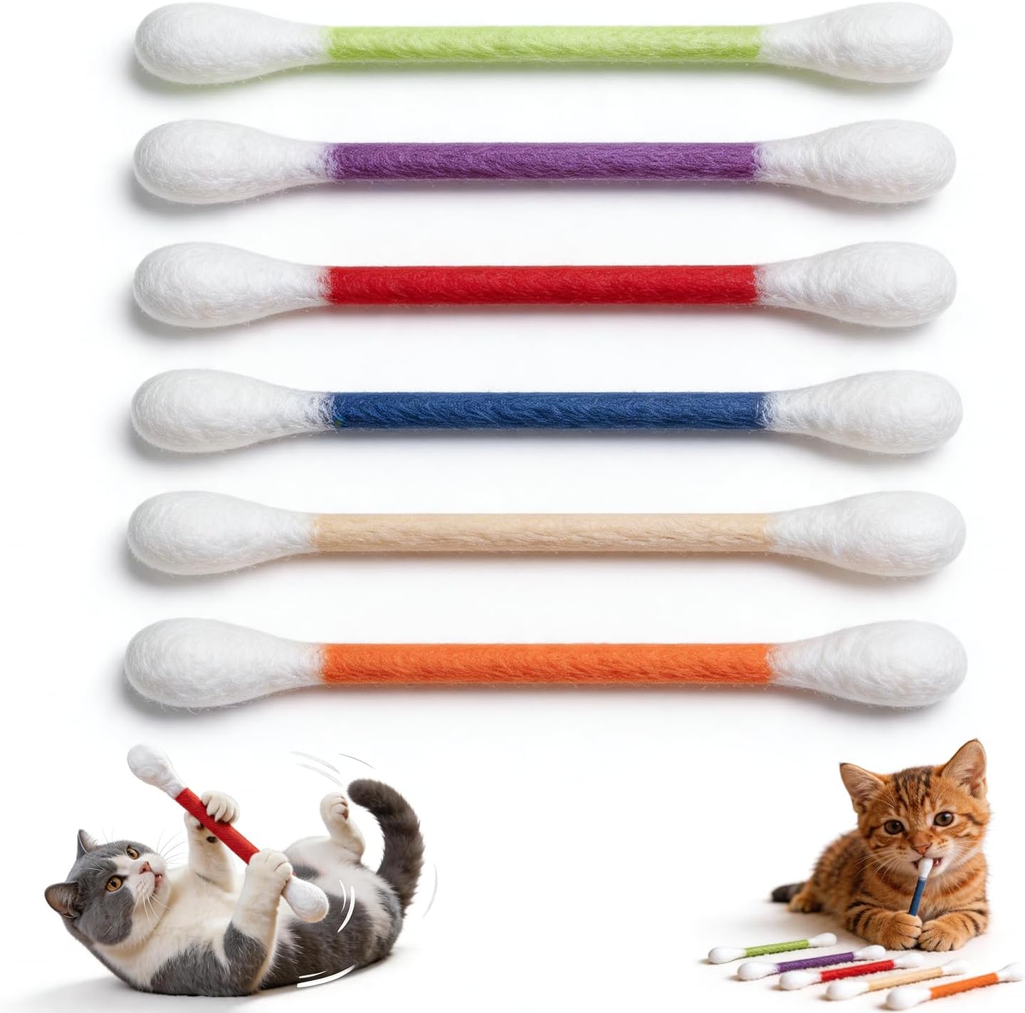 Mirjxb giant Qtip cat toys 6 pack front view