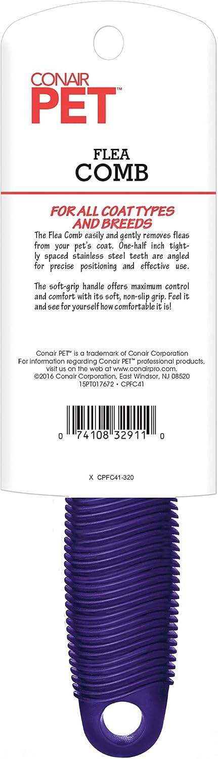 Close up of ConairPro stainless steel flea comb teeth