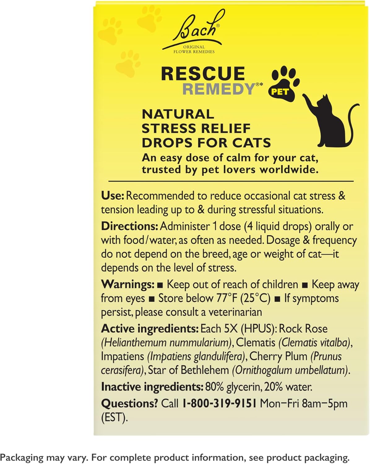 Alcohol free Bach Rescue Remedy dropper bottle for travel and vet anxiety.