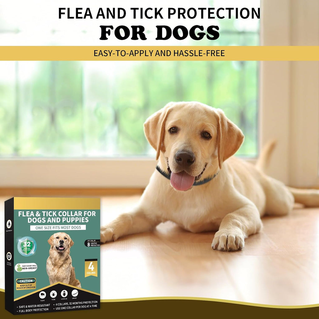 Flea Collar for Dogs 4 Pack, 32 Months Comfort Flea and Tick Prevention, Waterproof Dog Flea and Tick Collar, Adjustable Flea and Tick Treatment for Dogs - One Sizes Fit All (Black) - Image 9