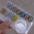 Fokostar white pearl chrome nail powder front jar view