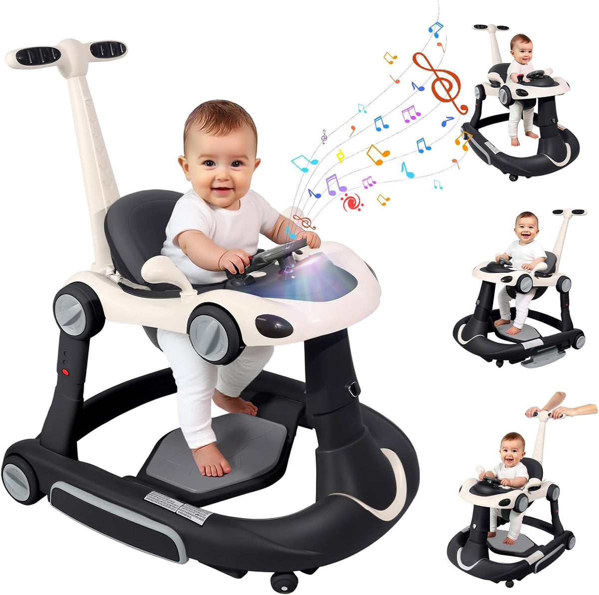 Lerrutue 4-In-1 Portable Foldable Baby Walker front view
