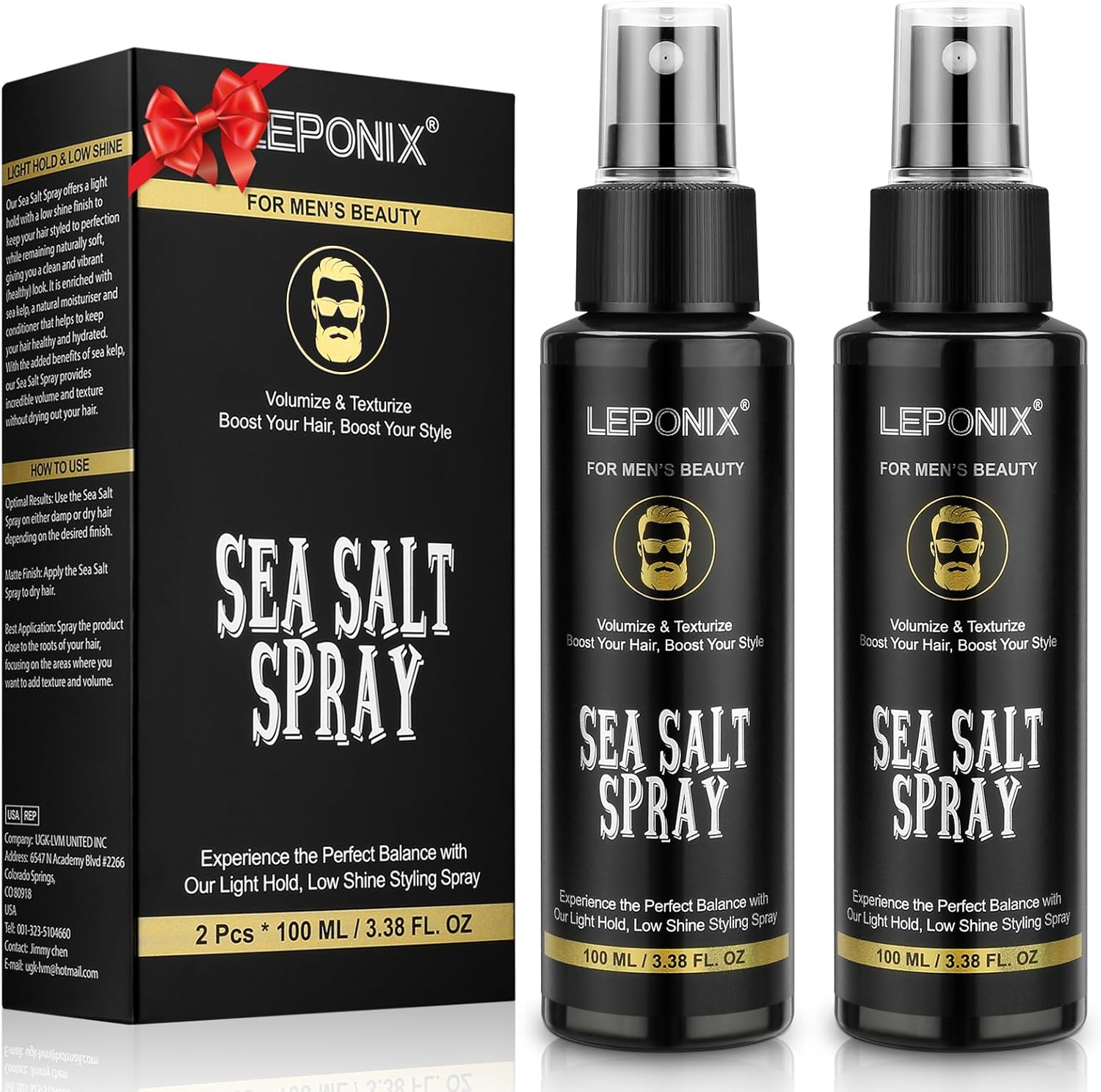 Leponix Sea Salt Spray for men front view packaging