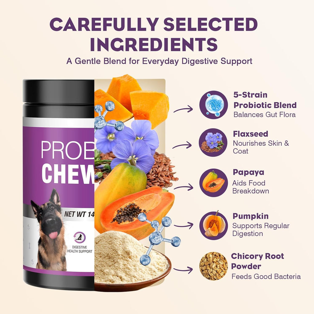 Side view of TTLXRL probiotic chews label showing ingredients