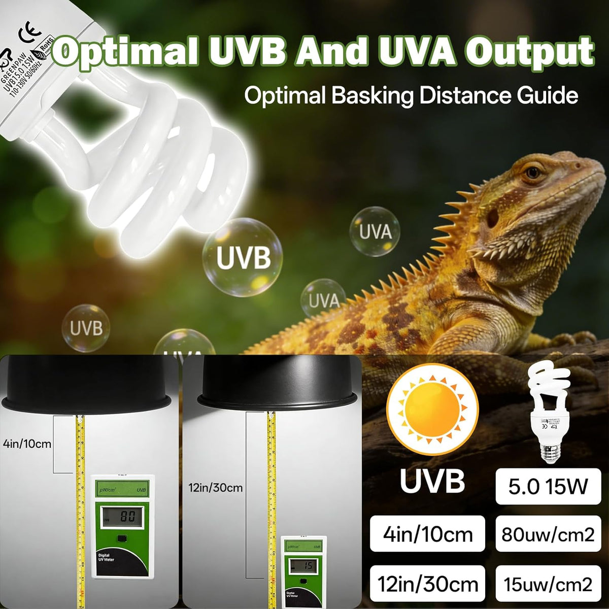 Side view of the energy saving Lucky Herp reptile light bulb with clear brand markings.