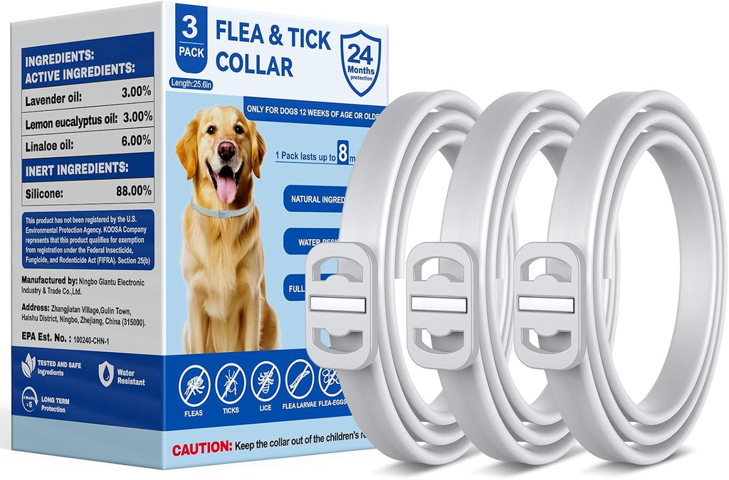 KOOSA Flea and Tick Collar for Dogs, 5 Packs Flea Collar for Dogs with Natural Essential Oils, Waterproof & Adjustable Flea and Tick Prevention Collar for Small Medium Large Dogs & Puppies, Grey 01 - Image 9
