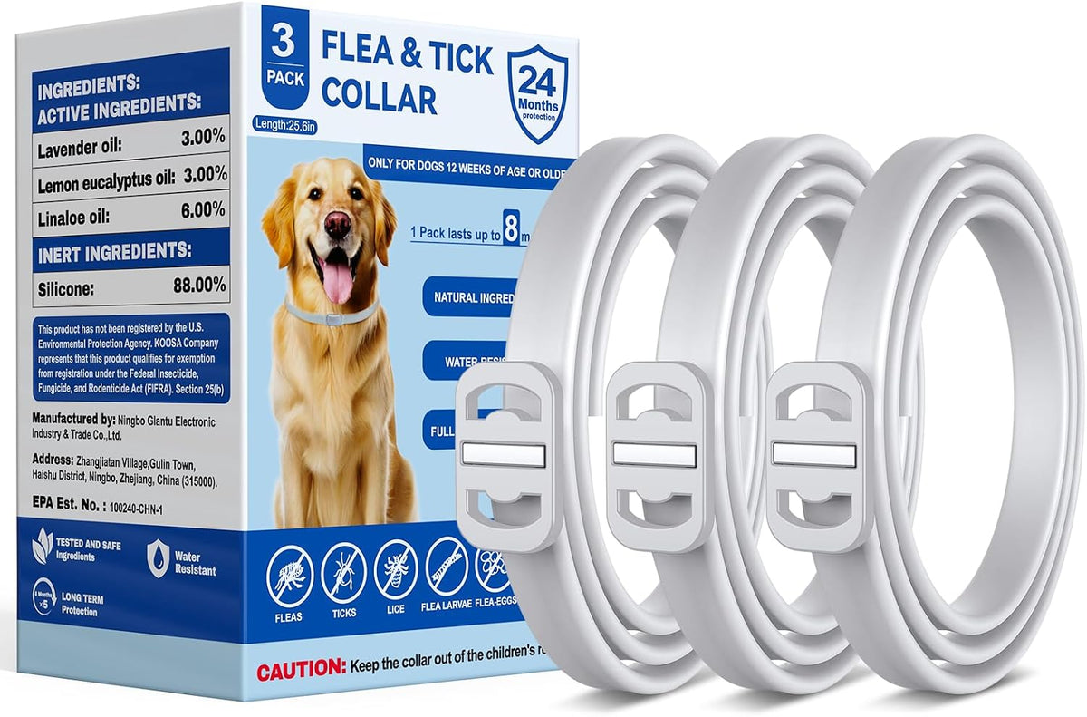 KOOSA Flea and Tick Collar for Dogs, 5 Packs Flea Collar for Dogs with Natural Essential Oils, Waterproof & Adjustable Flea and Tick Prevention Collar for Small Medium Large Dogs & Puppies, Grey 01 - Image 9