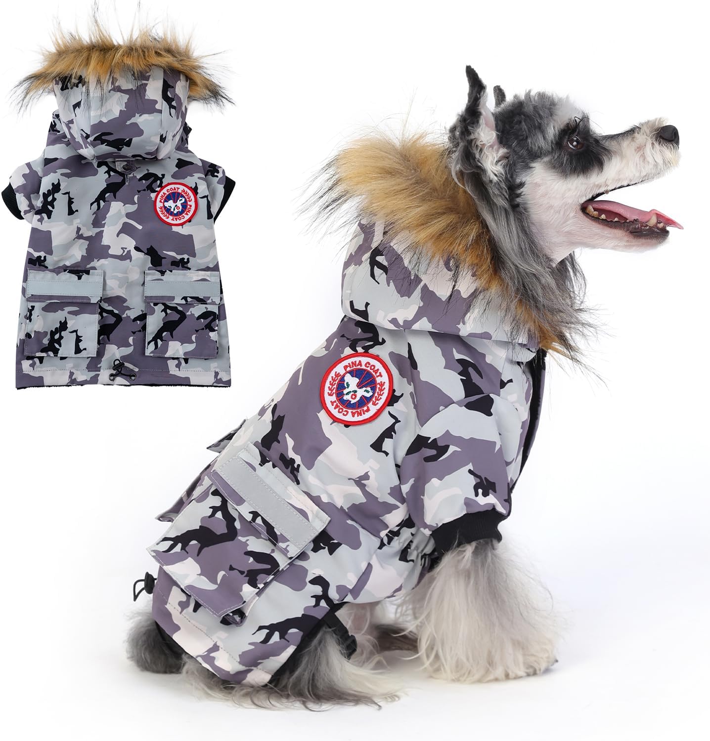 PINA Small Dog Coats - Waterproof, Warm Winter Jacket with Faux Fur Hood & Pocket - Image 12