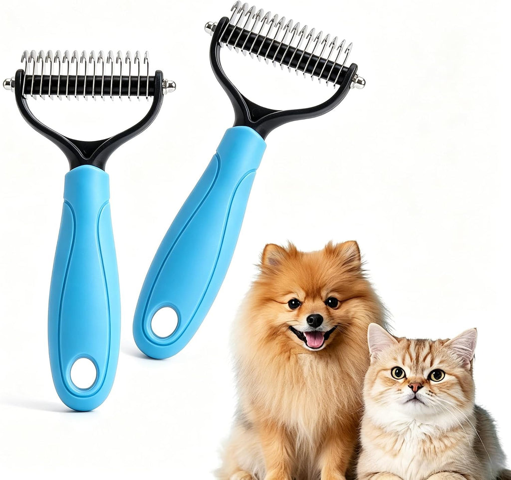 Professional double sided deshedding rake for Indian Spitz and fluffy dog breeds