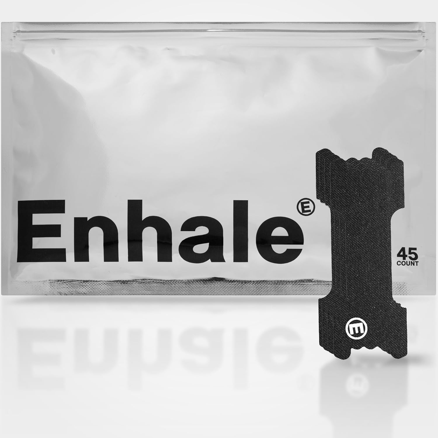 Enhale extra strength nasal strips front pack view for athletic breathing.