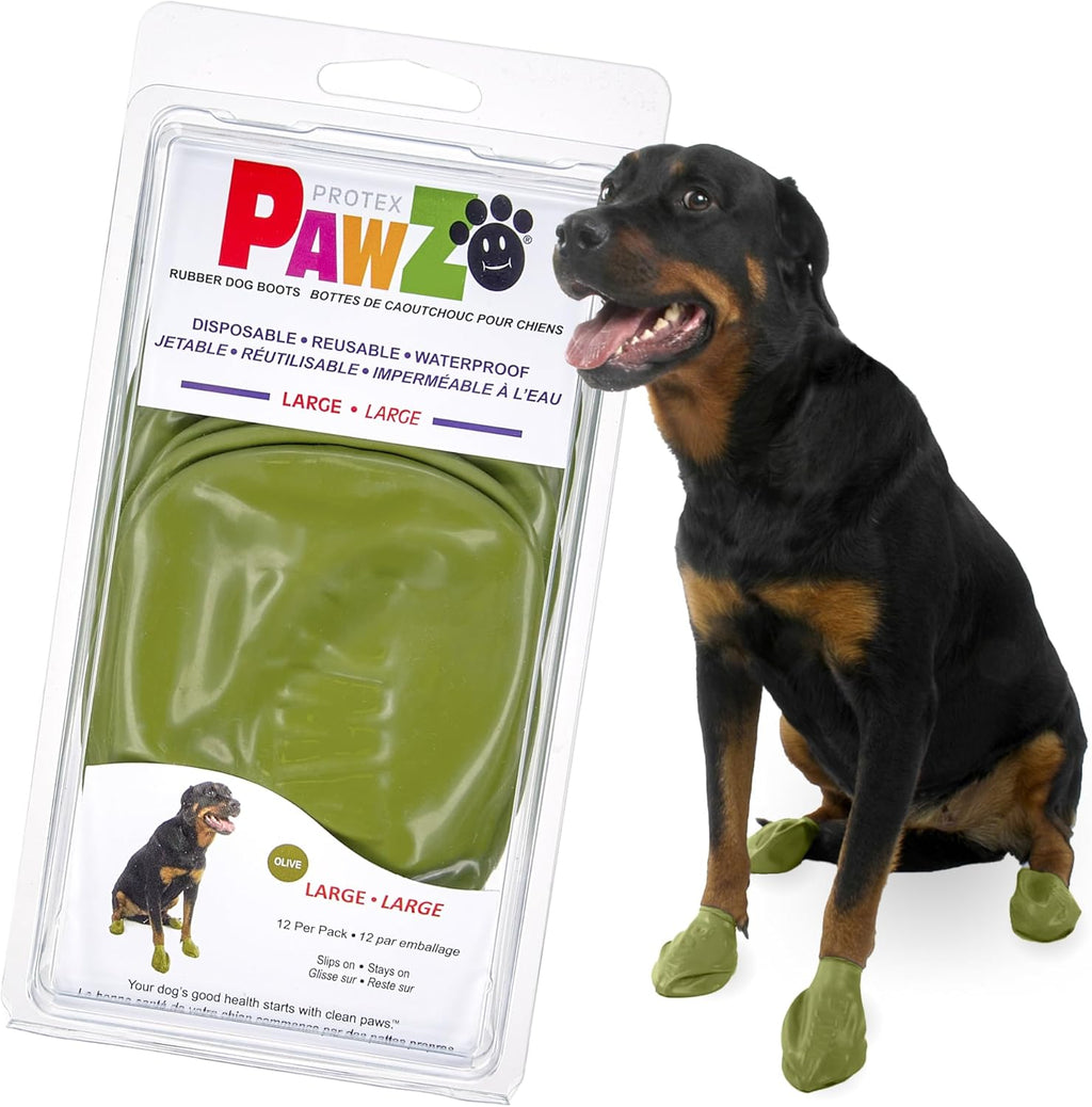 PawZ Rubber Dog Boots for Small Paws - All-Weather Waterproof Dog Shoes, Anti-Slip Traction for Rain, Snow, Mud & Hot Pavement - Pull-On Dog Booties, Black - Small (2"-2.5") - Pack of 12 - Image 13