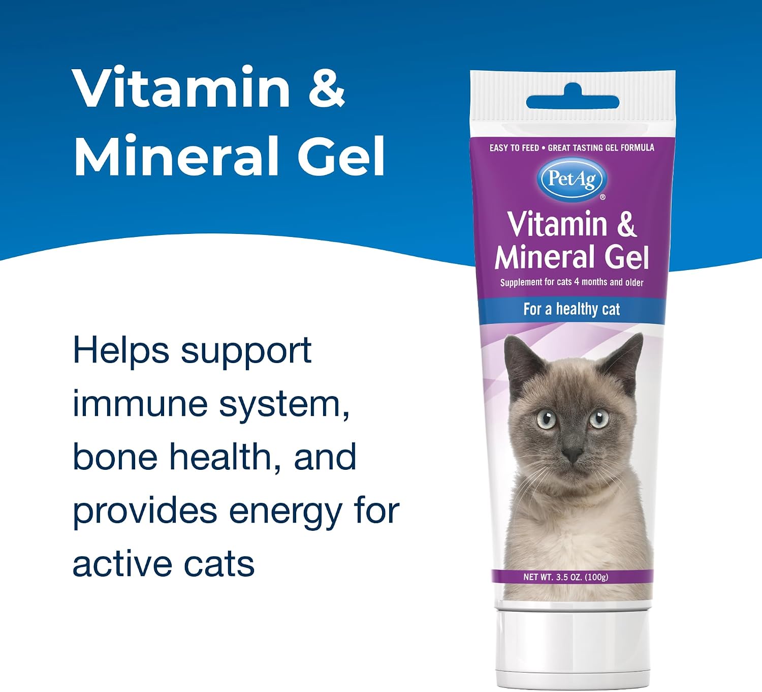 PetAg Vitamin & Mineral Gel Supplement for Cats - 3.5 oz - Provides Basic Daily Vitamins & Minerals for Cats 4 Months and Older - Easy to Digest - Image 2