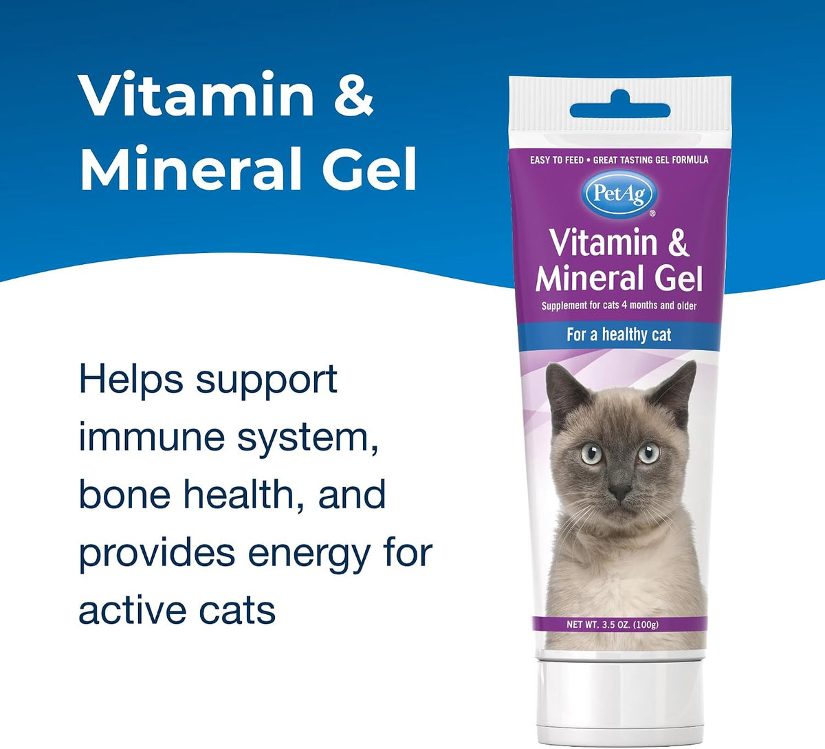 PetAg cat supplement tube showing key benefits label