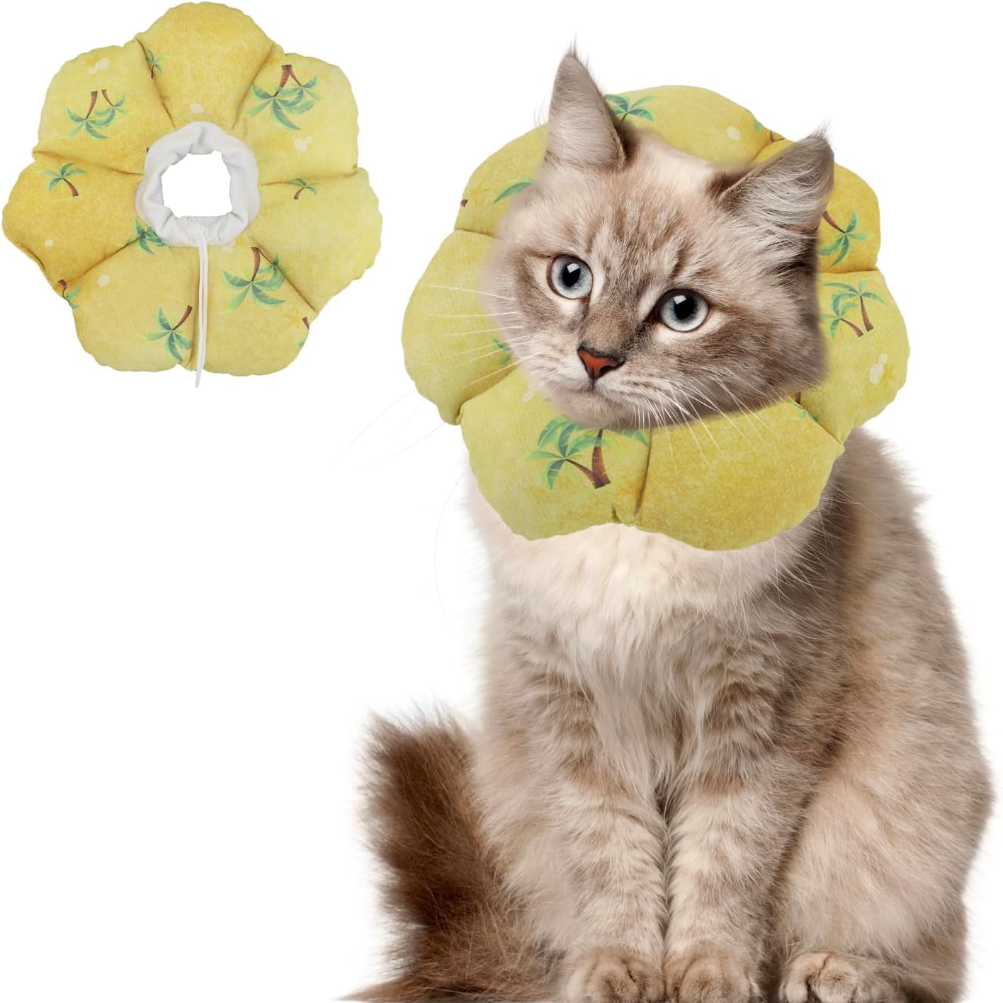 Cat Soft Cone Collar, Adjustable Cat Recovery Cones to Stop Licking Wounds, Waterproof Pet Elizabethan Recovery Collar for Cats After Surgery (Green Leaf, M) - Image 15