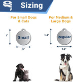 Premium polished stainless steel identification tag for pets showing the scratch resistant glitter finish.