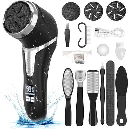 Hoxida Electric Callus Remover front view showing LCD display and vacuum intake.