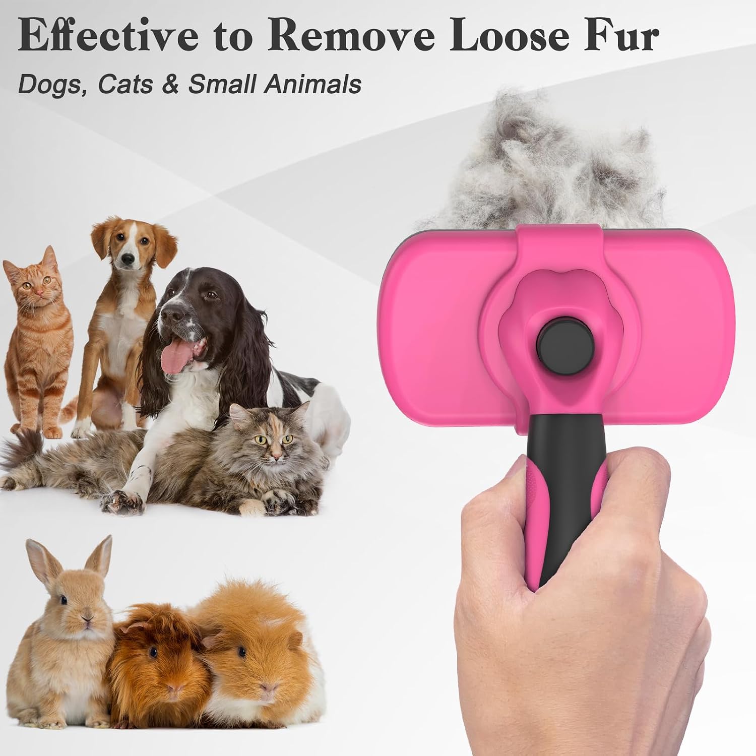 Swihauk pink grooming slicker brush removing mats and tangles from a cat